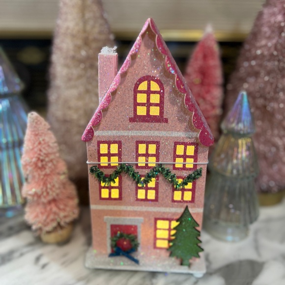 ✨NEW🎄Target Wondershop Pink LED Christmas Paper House🩷 - Picture 2 of 11